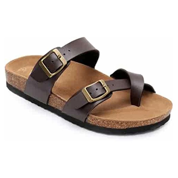 womens strap pu leather platform sandals cork footbed sandals with metal adjustable buckles slides beach slippers for women, Black
womens strap pu leather platform sandals cork footbed sandals with metal adjustable buckles slides beach slippers for women, Black