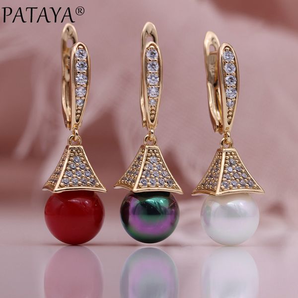 pataya new shell pearls long earrings natural zircon dangle earrings 585 rose gold women wedding luxury romantic fashion jewelry, Golden
pataya new shell pearls long earrings natural zircon dangle earrings 585 rose gold women wedding luxury romantic fashion jewelry, Golden