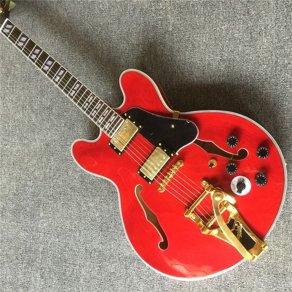 high-quality red hollow guitar, golden, 335 jazz electric guitar
high-quality red hollow guitar, golden, 335 jazz electric guitar