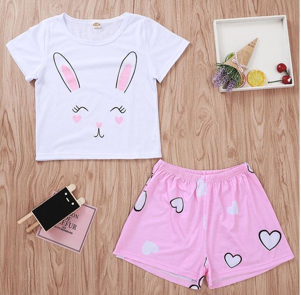 girl round neck short sleeve rabbit print t-shirt and short pant set baby summer white and pant suit kids clothes two pieces zht 266
girl round neck short sleeve rabbit print t-shirt and short pant set baby summer white and pant suit kids clothes two pieces zht 266