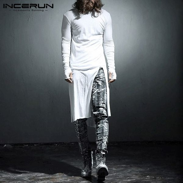 incerun men t shirt long sleeve solid breathable 2020 punk style tee streetwear split hem fashion casual male long t-shirts, White;black
incerun men t shirt long sleeve solid breathable 2020 punk style tee streetwear split hem fashion casual male long t-shirts, White;black