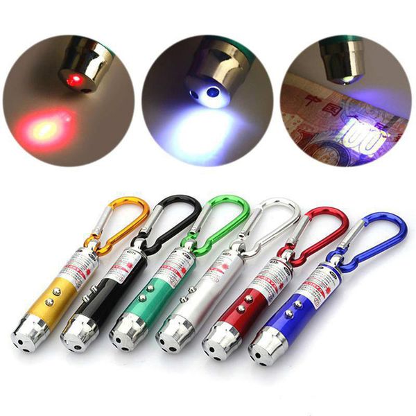 3 In 1 Mini Led Flashlight Uv Torch With Keychain For Outdoor Aluminium Alloy Portable Uv Flash Lights