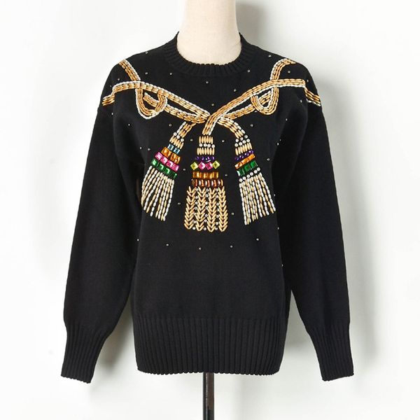 women luxury beading sweaters solid black white diamonds pullovers autumn winter chic lady's party jumpers knit top, White;black
women luxury beading sweaters solid black white diamonds pullovers autumn winter chic lady's party jumpers knit top, White;black
