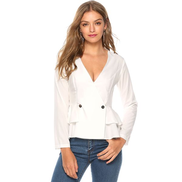 aiyigu office ladies fashion woman elegant autumn winter solid clothes v-neck long sleeve cascading ruffles ol clothing, White
aiyigu office ladies fashion woman elegant autumn winter solid clothes v-neck long sleeve cascading ruffles ol clothing, White