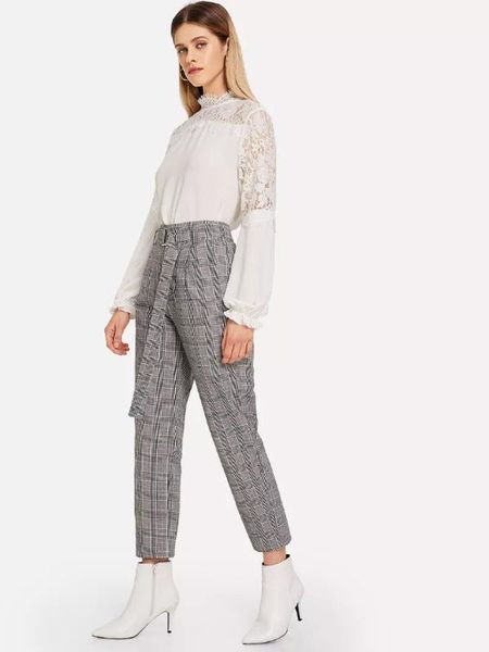 2018 europe and america autumn korean-style new style women's dress loose-fit sweet plaid style fashion simple casual pants wome, Black;white
2018 europe and america autumn korean-style new style women's dress loose-fit sweet plaid style fashion simple casual pants wome, Black;white