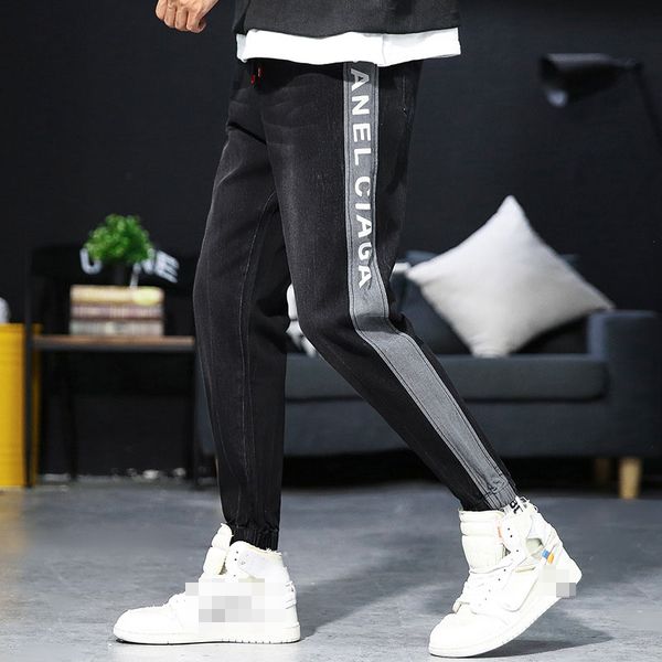 men casual ankle length jeans slim denim pants jeans solid strip letter joggers pencil pants high street denim trousers, Blue
men casual ankle length jeans slim denim pants jeans solid strip letter joggers pencil pants high street denim trousers, Blue