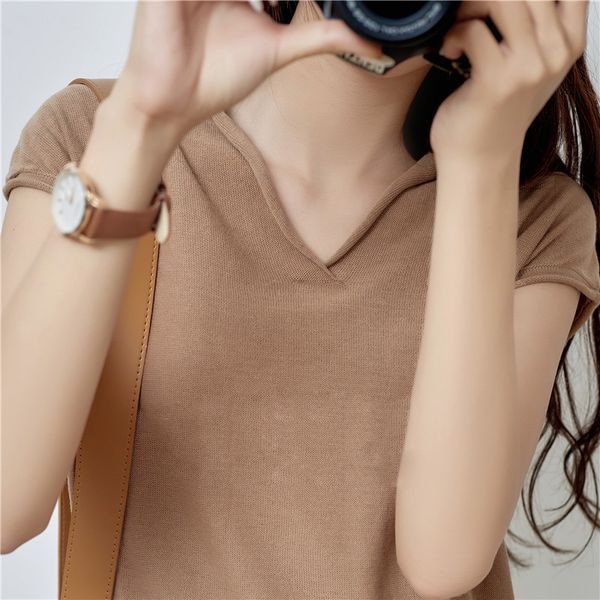 women's sweaters summer cotton v neck knitting short sleeve ice silk linen loose 2021 thin t-shirt sweater, White;black
women's sweaters summer cotton v neck knitting short sleeve ice silk linen loose 2021 thin t-shirt sweater, White;black