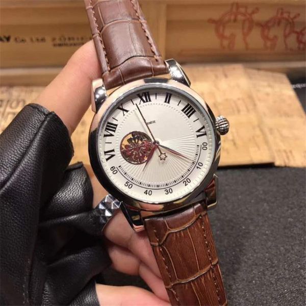 luxury watch mens designer watches real cow leather strap automatic mechanical sweeping movement wristwatches orologio di lusso, Slivery;brown 
luxury watch mens designer watches real cow leather strap automatic mechanical sweeping movement wristwatches orologio di lusso, Slivery;brown