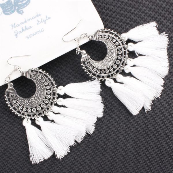 new 10 colors new bohemian retro long tassel earrings vintage exaggerated dangle earrings for women statement fashion jewelry, Silver
new 10 colors new bohemian retro long tassel earrings vintage exaggerated dangle earrings for women statement fashion jewelry, Silver