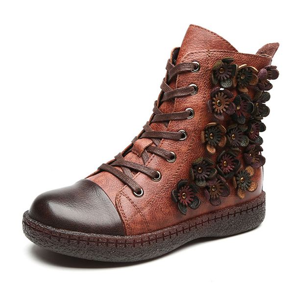 european and american style retro floral winter boots for women genuine leather shoes woman cowhide flat warm shoes botas mujer, Black
european and american style retro floral winter boots for women genuine leather shoes woman cowhide flat warm shoes botas mujer, Black