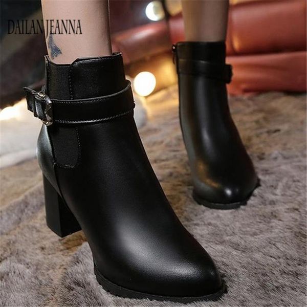 european and american women's short boots women's shoes with thick with high heel mother shoes 2019 autumn boots, Black
european and american women's short boots women's shoes with thick with high heel mother shoes 2019 autumn boots, Black