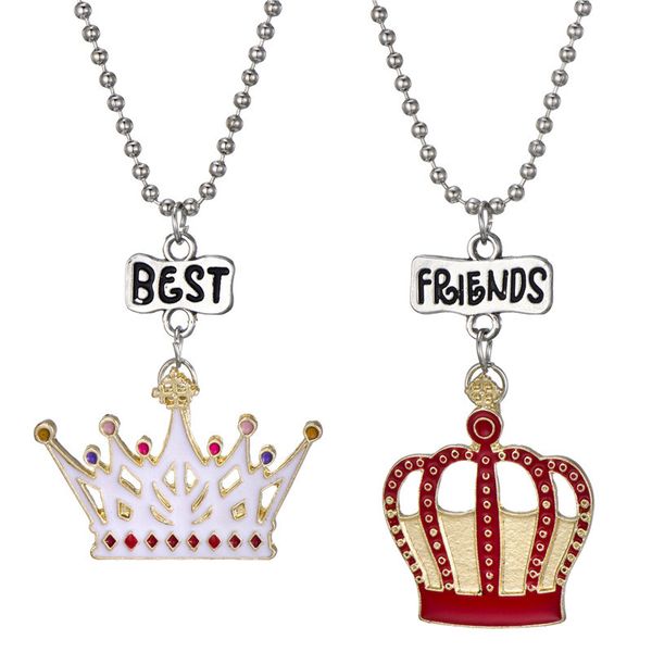 new fashion 1set(2pcs) alloy enamel crown pendant friends necklace bff beads chain necklace children jewelry girls gift, Silver
new fashion 1set(2pcs) alloy enamel crown pendant friends necklace bff beads chain necklace children jewelry girls gift, Silver
