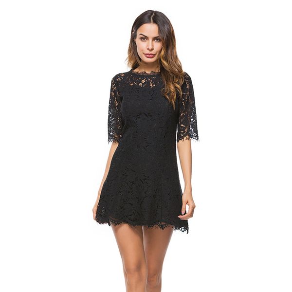 casual dresses o neck lace summer dress women three quarter sleeve vestidos, Black;gray
casual dresses o neck lace summer dress women three quarter sleeve vestidos, Black;gray