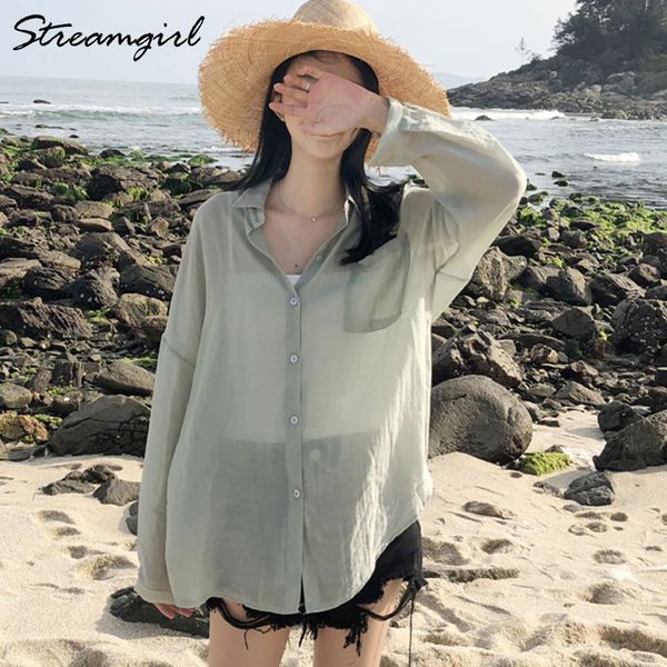 women's blouses & shirts loose button up shirt women summer chiffon blouse long sleeve white wide transparent 2021 oversize
women's blouses & shirts loose button up shirt women summer chiffon blouse long sleeve white wide transparent 2021 oversize