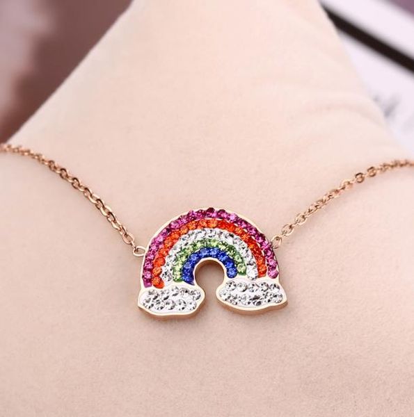 wholesale crystal necklace women's rainbow titanium necklace rose gold collar chain trinket sale, Silver
wholesale crystal necklace women's rainbow titanium necklace rose gold collar chain trinket sale, Silver