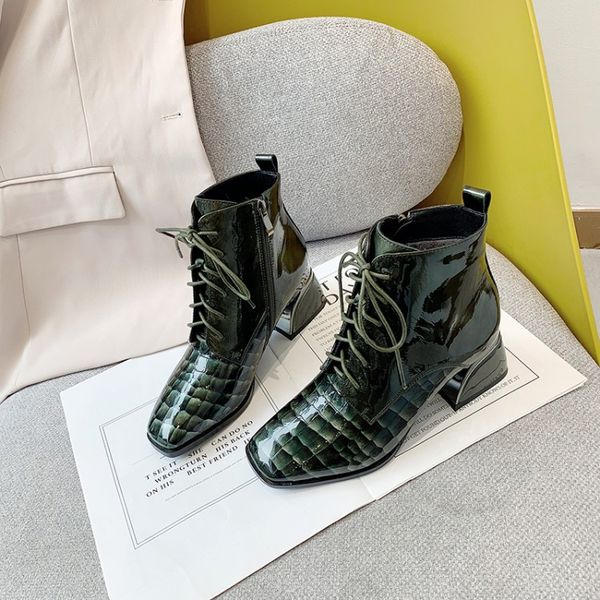 mljuese 2020 women ankle boots cow leather lace up green color square toe checkered high heels winter short plush women boots party dress, Black
mljuese 2020 women ankle boots cow leather lace up green color square toe checkered high heels winter short plush women boots party dress, Black