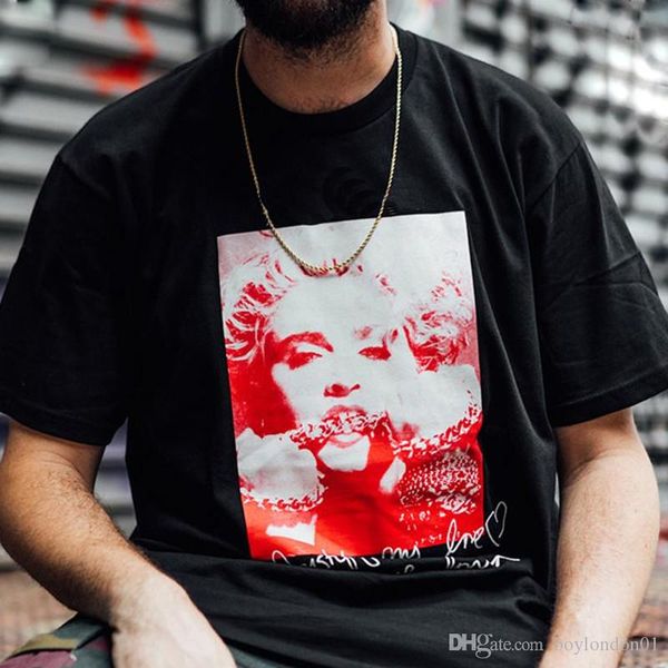 18fw box logo madonna tee черный белый уличный скейтборд мужская дизайнерская футболка с короткими рукавами повседневная профильная фотограф, White;black