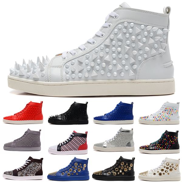 designer fashion luxury mens red bottoms shoes high sneakers for women ladies genuine leather suede spikes casual flats all white black
designer fashion luxury mens red bottoms shoes high sneakers for women ladies genuine leather suede spikes casual flats all white black