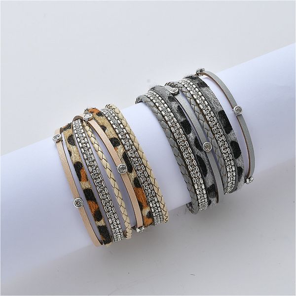 women leopard bracelets jewelry handmade braid ladies multilayer wrap leather bracelet magnetic simple bracelet jewelry gift, Black
women leopard bracelets jewelry handmade braid ladies multilayer wrap leather bracelet magnetic simple bracelet jewelry gift, Black