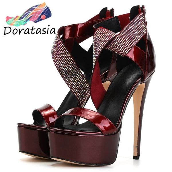 doratasia genuine leather high heels women open toe rhinestone zipper platform shoes party fashion sandals women sandals, Black
doratasia genuine leather high heels women open toe rhinestone zipper platform shoes party fashion sandals women sandals, Black