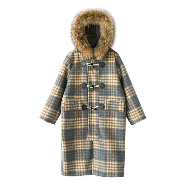 yosimi women wool coat 2019 autumn winter plaid long woolen full sleeve plus large size loose women fur collar coat with hooded, Black
yosimi women wool coat 2019 autumn winter plaid long woolen full sleeve plus large size loose women fur collar coat with hooded, Black