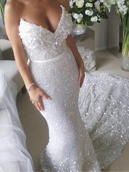sparkle white sequin applique strapless mermaid wedding dresses train luxury paillette lace wedding bridal gowns vestidos de novia
sparkle white sequin applique strapless mermaid wedding dresses train luxury paillette lace wedding bridal gowns vestidos de novia