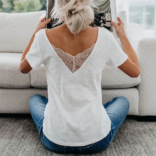 2019 women's slim v-neck lace short sleeve 2019 women's slim v-neck lace short sleeve t-shirt butterfly butterfly t-shirt top, White
2019 women's slim v-neck lace short sleeve 2019 women's slim v-neck lace short sleeve t-shirt butterfly butterfly t-shirt top, White