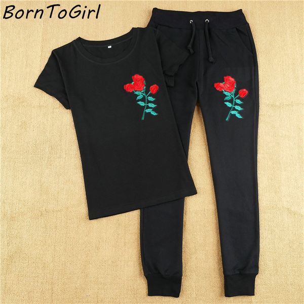 borntogirl women slim clothing sets summer cotton polyester 2 piece set t-shirt + pant women embroidered t shirt + pants, White
borntogirl women slim clothing sets summer cotton polyester 2 piece set t-shirt + pant women embroidered t shirt + pants, White