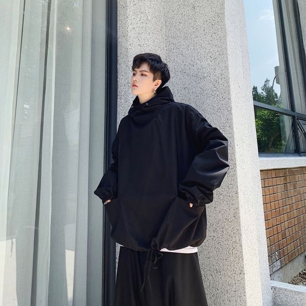 men japanese loose casual drawstring black hooded pullover jacket male streetwear hip hop gothic bomber coat outerwear, Black;brown
men japanese loose casual drawstring black hooded pullover jacket male streetwear hip hop gothic bomber coat outerwear, Black;brown