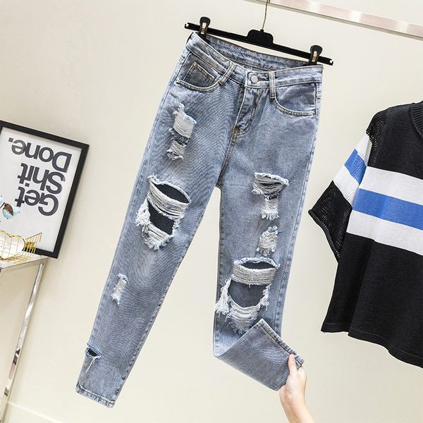 2019 casual high waist jeans woman plus size ripped boyfriend mom jeans ladies women loose hole harem pants jean femme, Blue
2019 casual high waist jeans woman plus size ripped boyfriend mom jeans ladies women loose hole harem pants jean femme, Blue