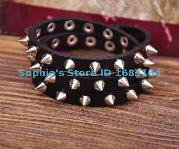 g119 black rock r&b sharp studs triple wrap leather wristband bracelet cuff mens, White
g119 black rock r&b sharp studs triple wrap leather wristband bracelet cuff mens, White