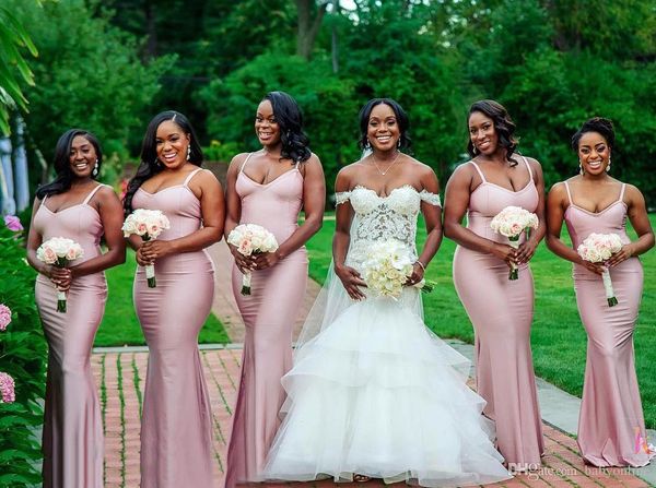 african black girls mermaid bridesmaid dress spaghetti straps long formal maid of honor gowns wedding guest dress, White;pink
african black girls mermaid bridesmaid dress spaghetti straps long formal maid of honor gowns wedding guest dress, White;pink
