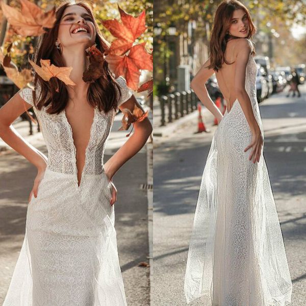 lace mermaid wedding dresses with overskirt deep v neck cap sleeve vestidos de novia 2020 backless bridal wedding gowns, White
lace mermaid wedding dresses with overskirt deep v neck cap sleeve vestidos de novia 2020 backless bridal wedding gowns, White