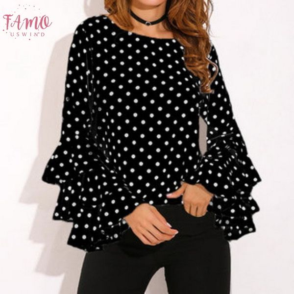 fashion dot print flare sleeve women blusa o neck long sleeve chiffon shirts ladies flutter sleeve korean white black blouse 5xl
fashion dot print flare sleeve women blusa o neck long sleeve chiffon shirts ladies flutter sleeve korean white black blouse 5xl
