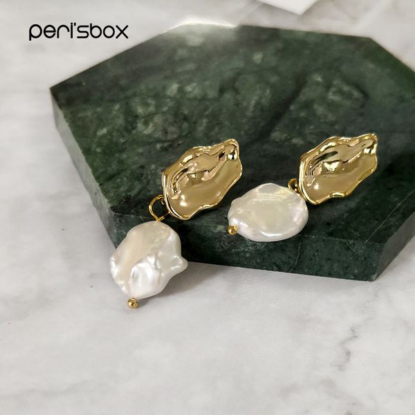 peri'sbox large flat freshwater pearl drop earrings for women gold metal white baroque pearl earrings jewelry selling, Silver
peri'sbox large flat freshwater pearl drop earrings for women gold metal white baroque pearl earrings jewelry selling, Silver