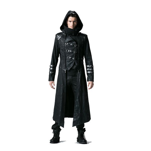 steampunk black stand collar hooded men's long coat casual slim long sleeve winter windproof jacket irregular neckline design, Black;brown
steampunk black stand collar hooded men's long coat casual slim long sleeve winter windproof jacket irregular neckline design, Black;brown