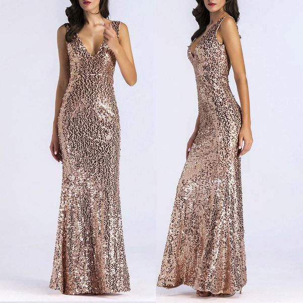 new deep v neck sequin summer dress women maxi party fishtail dress elegant side slit gold glitter long dress vestidos robe, Black;pink
new deep v neck sequin summer dress women maxi party fishtail dress elegant side slit gold glitter long dress vestidos robe, Black;pink
