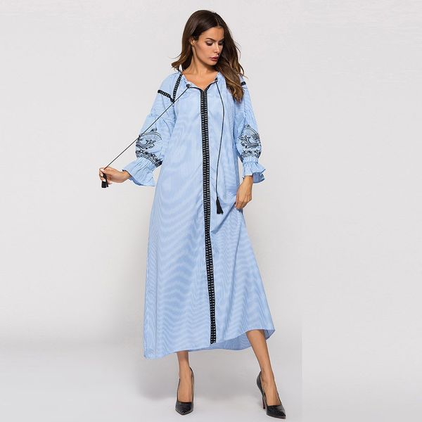 Women Dress Muslim Solid Loose Long Sleeve Lace Stitching Tassel Embroidery Arab Islam Dress Female Casual, Black;gray
Women Dress Muslim Solid Loose Long Sleeve Lace Stitching Tassel Embroidery Arab Islam Dress Female Casual, Black;gray