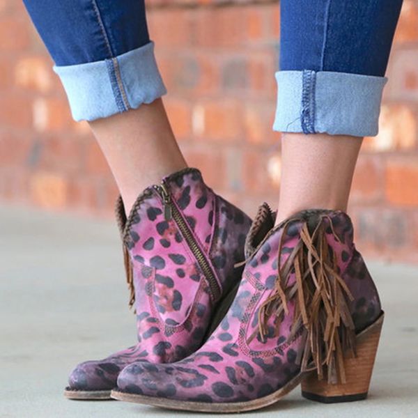 winter women biker ankle boots fringe leopard sewing square heel zipper rubber round toe platform ladies shoe botas mujer, Black
winter women biker ankle boots fringe leopard sewing square heel zipper rubber round toe platform ladies shoe botas mujer, Black