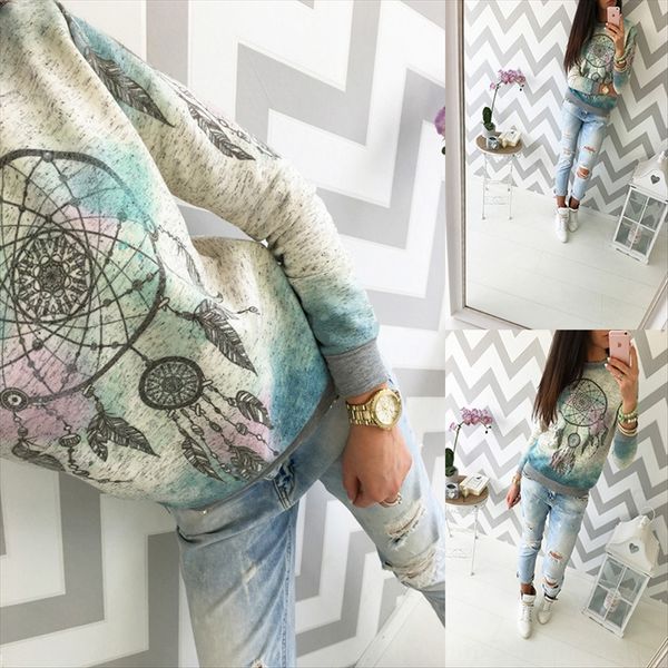 t110# dream catcher inception space color totem printed round collar long sleeve women's t-shirt t110# dream catcher inception space co, White
t110# dream catcher inception space color totem printed round collar long sleeve women's t-shirt t110# dream catcher inception space co, White