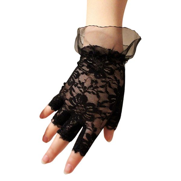 women vintage sheer short lace gloves party wrist length floral gloves for dinner fancy costume accessories #f, Blue;gray
women vintage sheer short lace gloves party wrist length floral gloves for dinner fancy costume accessories #f, Blue;gray