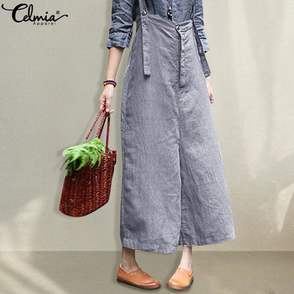 celmia 2018 vintage women jumpsuits casual loose linen dungarees wide leg romper pockets strap playsuit mujer plus size overalls, Black;white
celmia 2018 vintage women jumpsuits casual loose linen dungarees wide leg romper pockets strap playsuit mujer plus size overalls, Black;white
