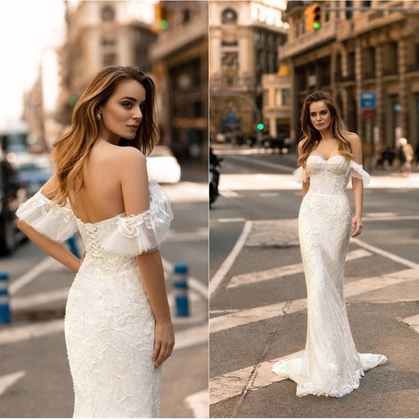 ricca sposa wedding dresses off shoulder lace appliques beads mermaid bridal gowns custom made lace-up back sweep train wedding dress, White
ricca sposa wedding dresses off shoulder lace appliques beads mermaid bridal gowns custom made lace-up back sweep train wedding dress, White