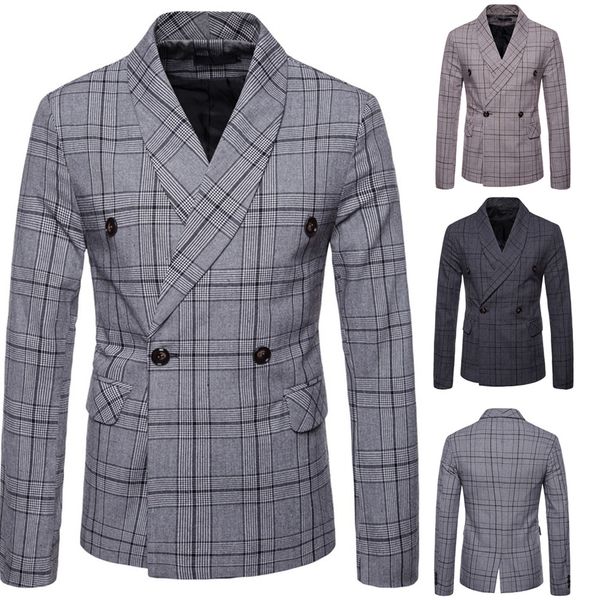 men's double breasted suit jacket button lattice coat new fashionable checked men wedding suits groom tuxed z709, White;black
men's double breasted suit jacket button lattice coat new fashionable checked men wedding suits groom tuxed z709, White;black