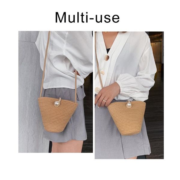 famous design pearl round straw bag female vacation beach bag portable solid color woven handmade bucket ladies shoulder
famous design pearl round straw bag female vacation beach bag portable solid color woven handmade bucket ladies shoulder