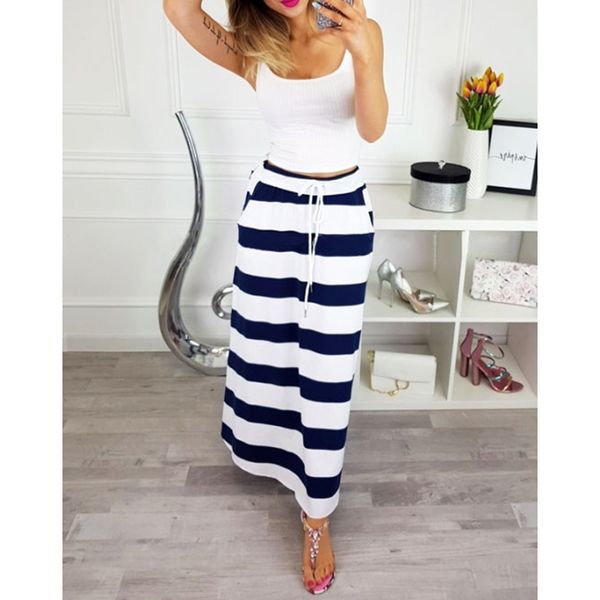 striped womens skirt fashion full-length elegant long skirt 2018 autumn summer high waist casual midi faldas ws9952v, Black
striped womens skirt fashion full-length elegant long skirt 2018 autumn summer high waist casual midi faldas ws9952v, Black