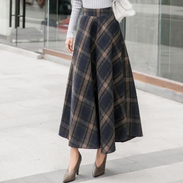 a line winter plaid skirts women warm design elegant lady office long skirt plaid elastic high waist skirts long da272, Black
a line winter plaid skirts women warm design elegant lady office long skirt plaid elastic high waist skirts long da272, Black