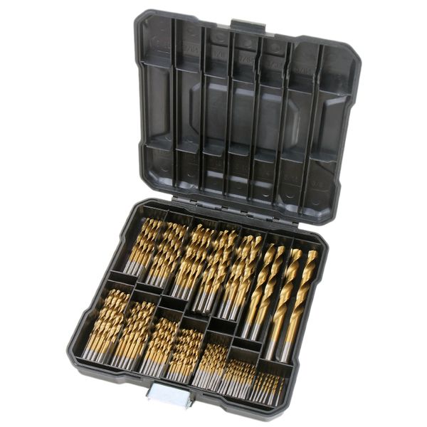 100pcs/set titanium twist drill bit set high speed steel for wood plastic metal copper aluminum alloy 3/64 inch-1/2 inch
100pcs/set titanium twist drill bit set high speed steel for wood plastic metal copper aluminum alloy 3/64 inch-1/2 inch