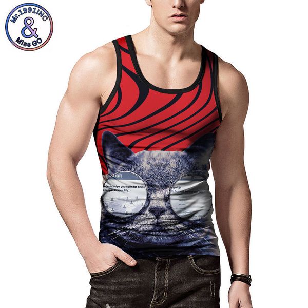 summer hip hop sleeveless fitness vest harajuku 3d cat print men tank street casual muscle guys singlet bodybuilding vest, White;black
summer hip hop sleeveless fitness vest harajuku 3d cat print men tank street casual muscle guys singlet bodybuilding vest, White;black