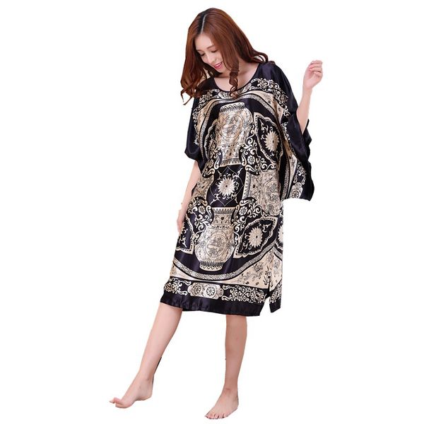 women's sleepwear cute women nightgown print o-neck ladies night gown female sleeping dress silk satin sleep wear, Black;red
women's sleepwear cute women nightgown print o-neck ladies night gown female sleeping dress silk satin sleep wear, Black;red